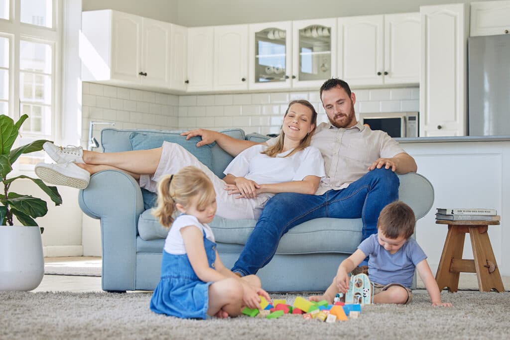 Family enjoying new AC unit