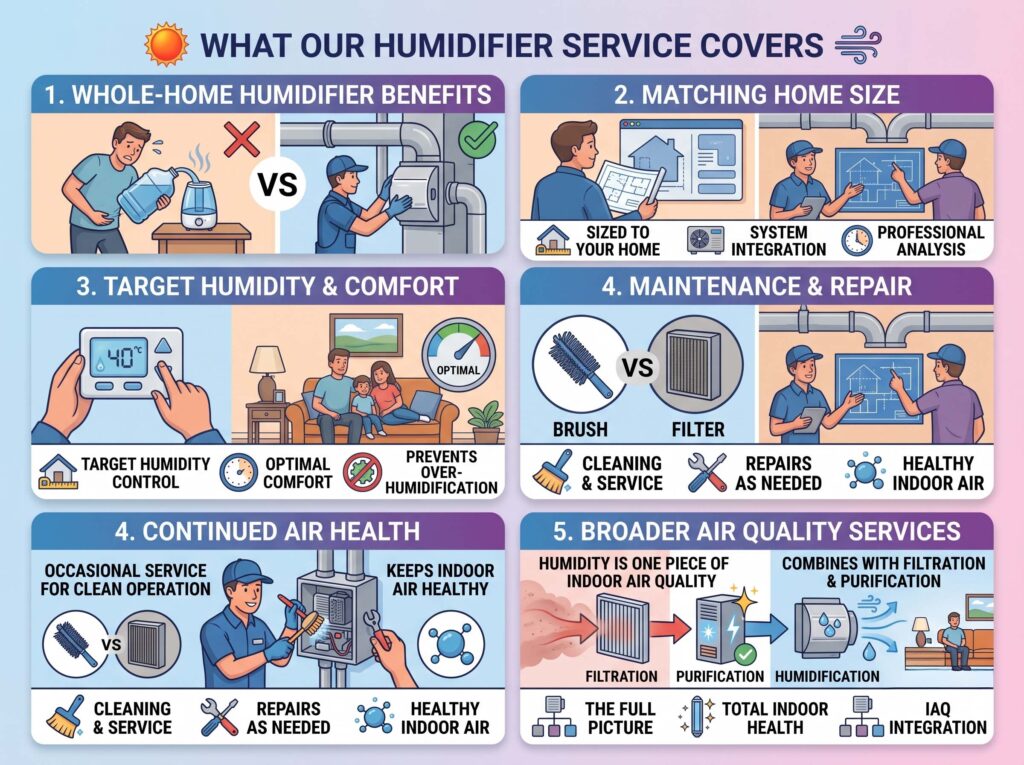 What Flex Air humidifier service includes infographic