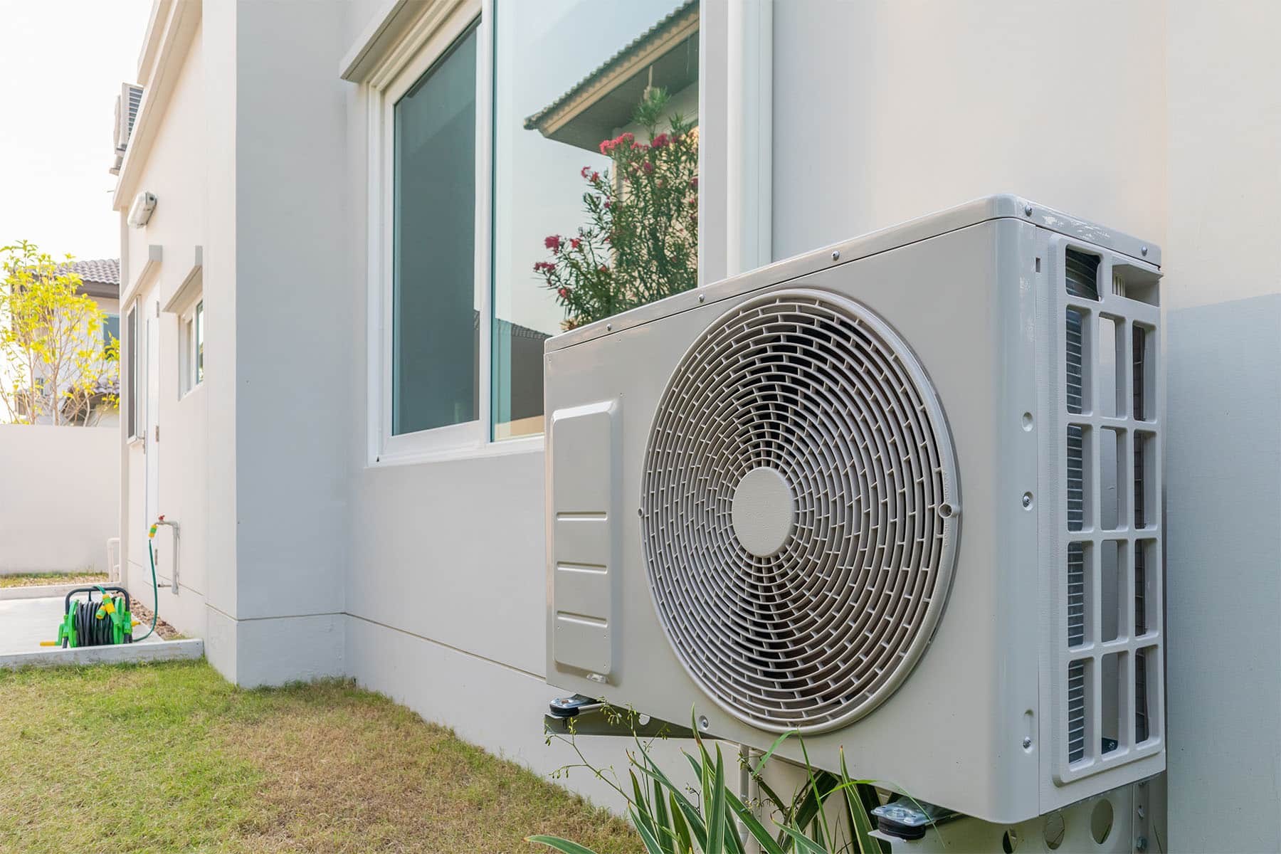 heat pump inside backyard
